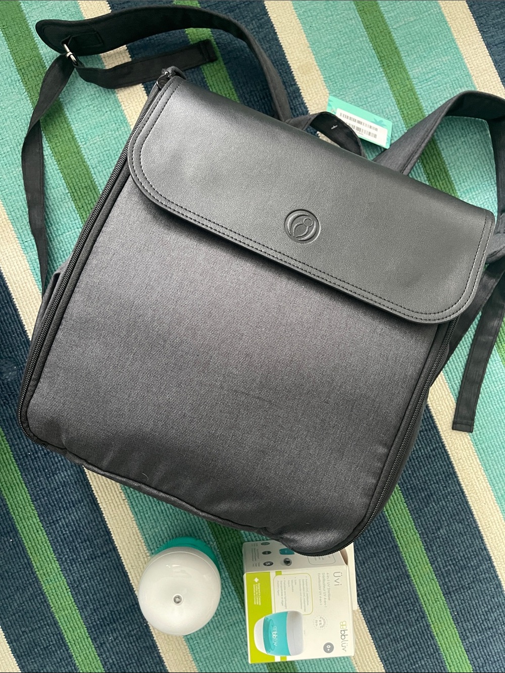 $145 NEW Lulyboo Diaper Bag/Changing Station Stroller Cady  + paci sterilizer